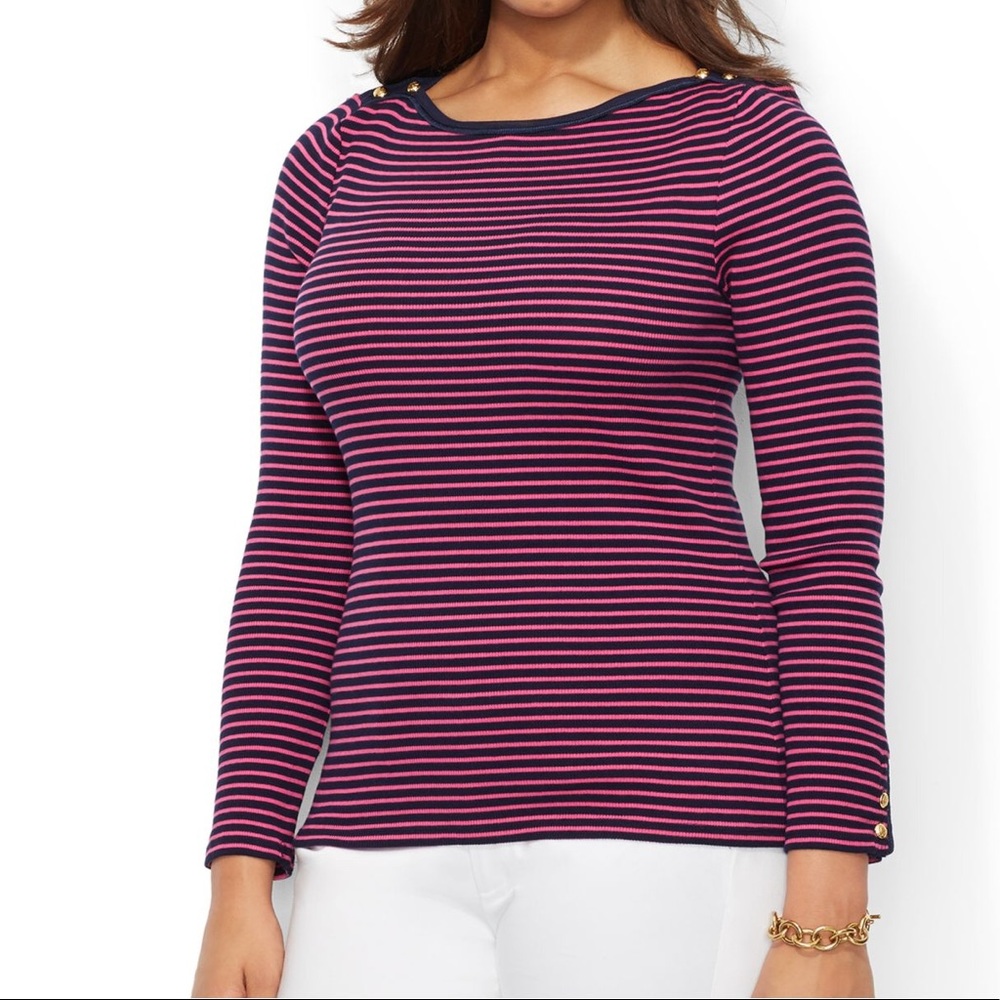 Lauren by Ralph Lauren Buttoned shoulder top